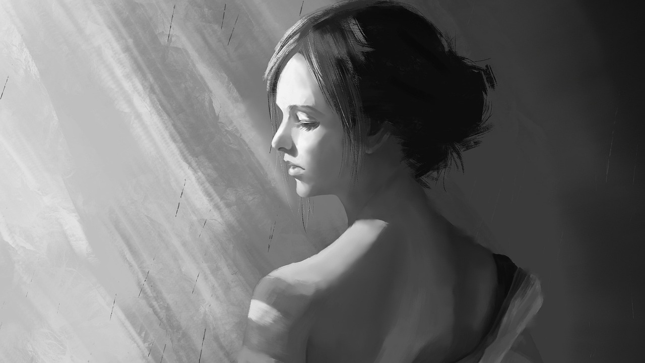 girl, black and white, hand painted-2142221.jpg